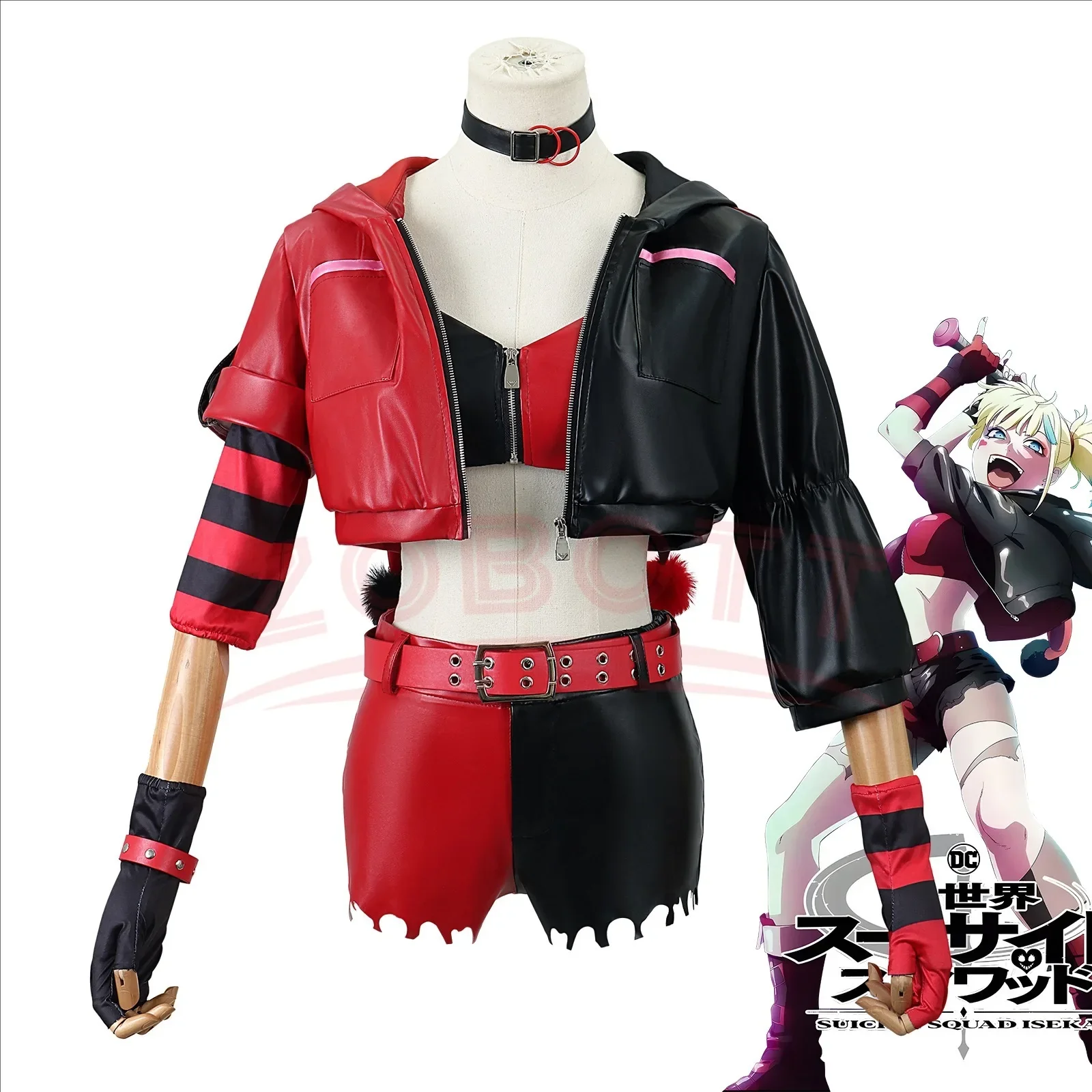 IN STOCK Super Female Villain Cosplay Costume Anime【XS-3XL】Women Red Black Cosutme Bad Girl Cosplay Props Halloween