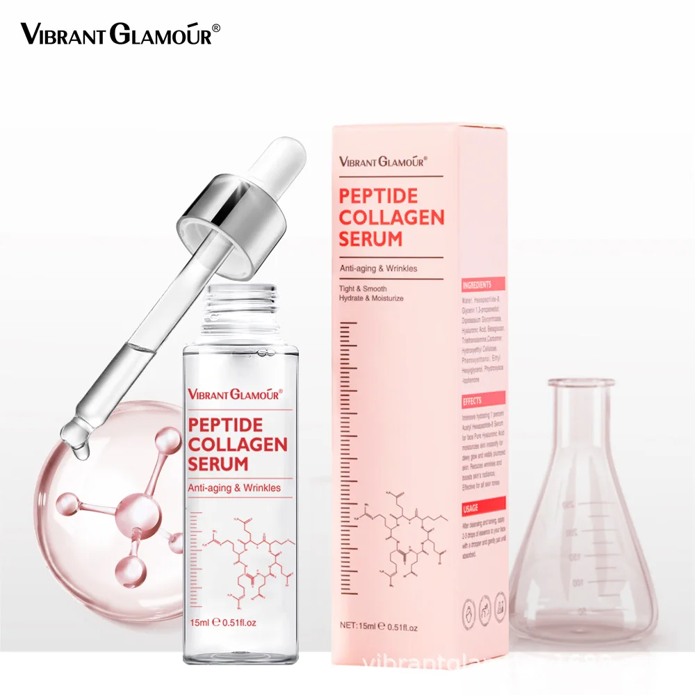 VIBRANT GLAMOUR 10PCS Peptide Collagen Face Serum Anti-Aging Moisturizing Remove Wrinkle Fine Lines Whitening Firming Skin Care