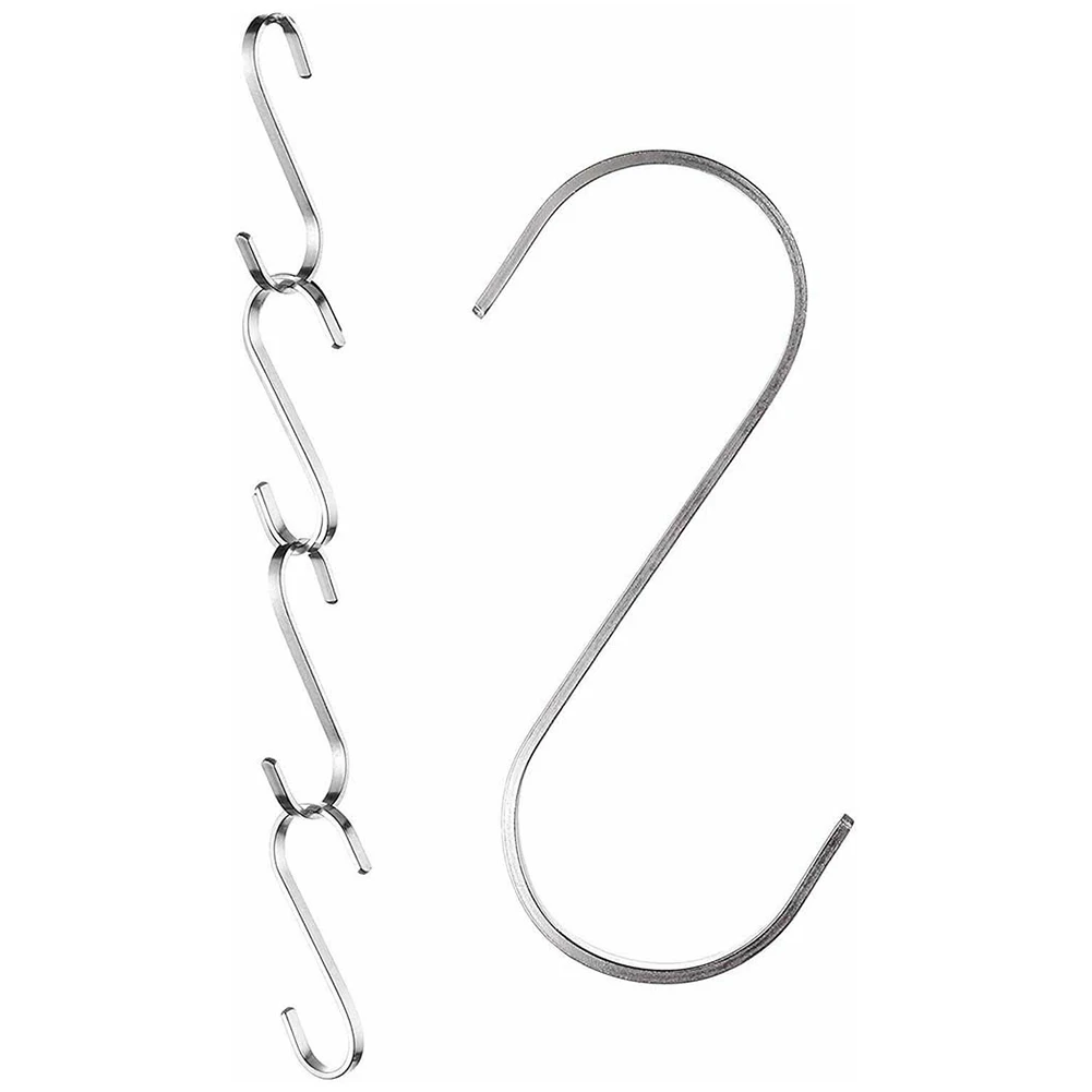 12Pcs Anti-drop Hook Single Hook Without Bayonet S Hook Hook Flat Stainless Steel Hanger Kitchen Garden Hanging Utensil Home