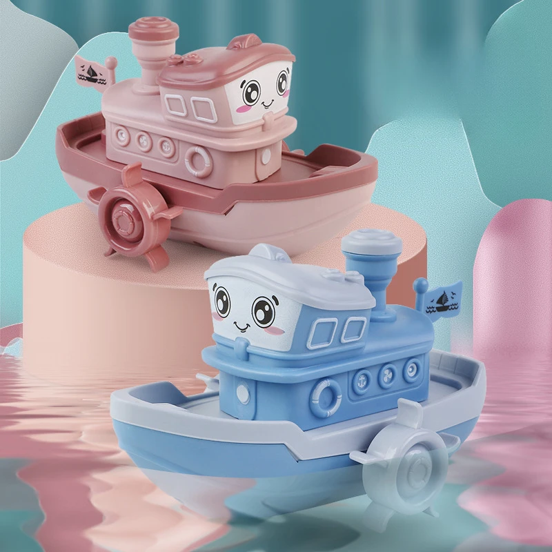 

Baby Bath Toys Cute Cartoon Ship Boat Clockwork Toy Wind Up Toy Kids Water Toys Swimming Beach Game for Children Gifts Boys Toys