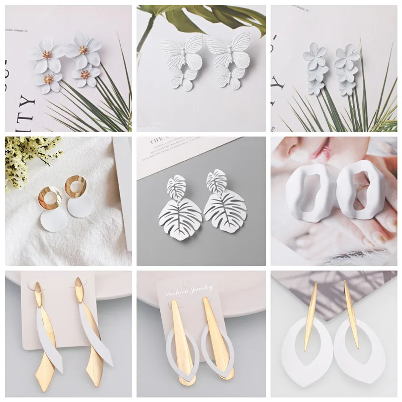 Pendientes colgantes de Color blanco para mujer, aretes largos colgantes de moda coreana, pendientes de borla de cristal, pendientes de regalo de