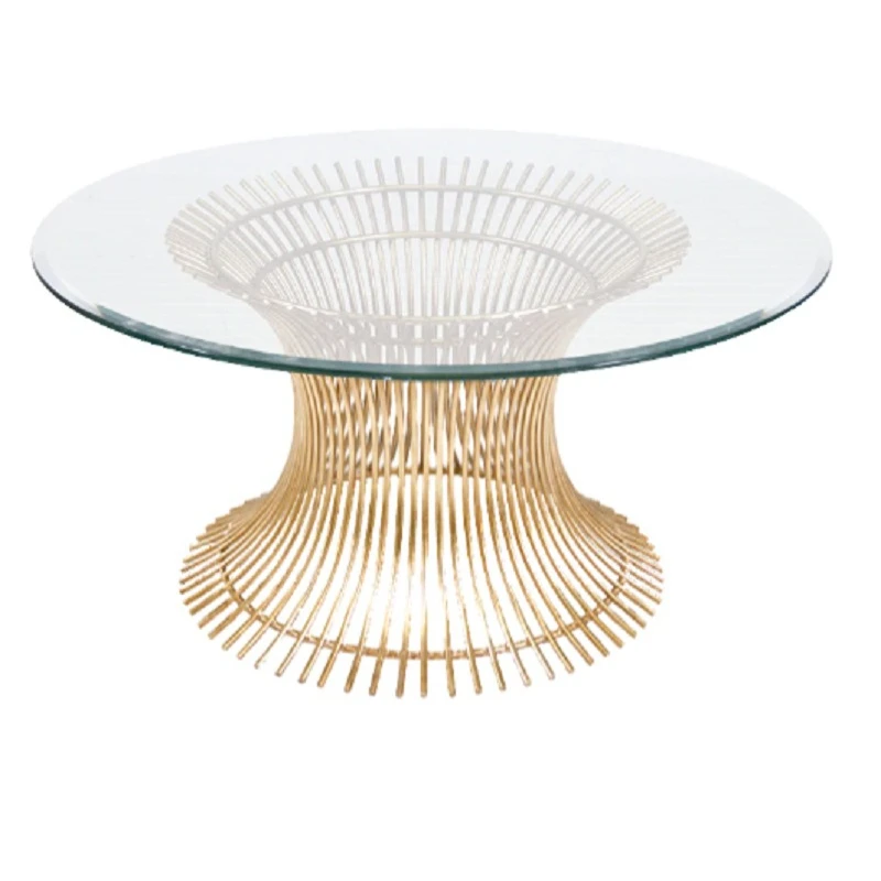 American light luxury iron cage electroplated round dining table/hotel/kitchen/sample room iron cage coffee table
