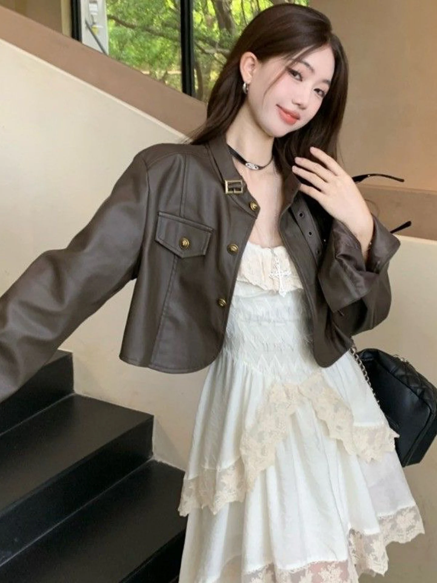 American Style Short PU Leather Jacket Women's Motorcycle Jacket Autumn New Design Casual Sensation High Quality Top