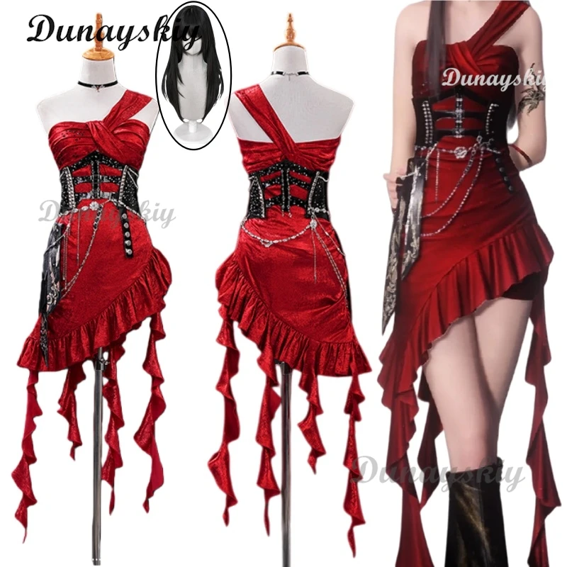 Красное платье Midnight Waltz MC, карнавальный костюм, парик Love and Deepspace, новый костюм для женщин и мужчин, вечеринка на Хэллоуин