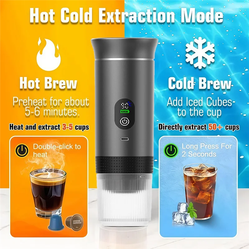 Mesin Pembuat Kopi Espresso Elektrik Nirkabel HIM-3-In-1 untuk Kopi Kapsul Bubuk Mesin Espresso Kecil