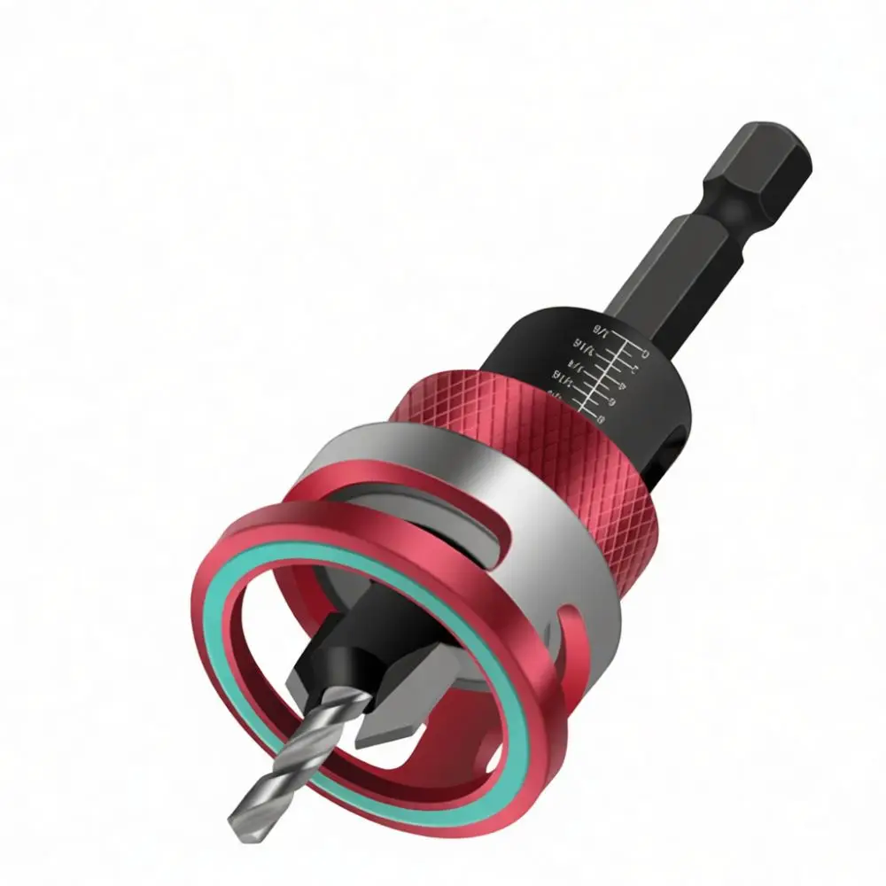 For TRUEJOY Woodworking Tool Set Countersink Drill Bits Adjustable Depth Stop Hex Shank Tapered Hole Cutter Precision