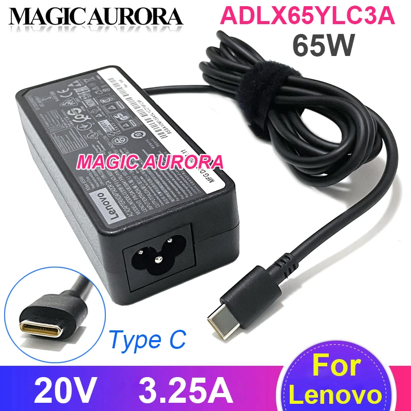 Chargeur adaptateur secteur 65W 20V 3,25 a, véritable alimentation pour Lenovo ThinkPad X1 T480 T580 X280