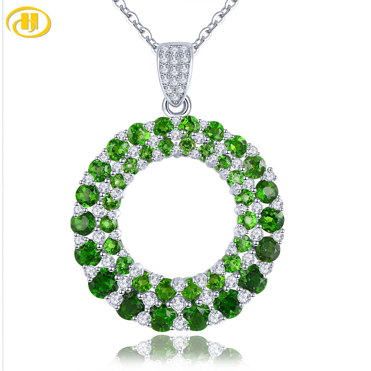 

Natural Genuine Chrome Diopside Sterling Silver Pendants 3.5 Carats Deep Green Diopside Women Favorite S925 Fine Jewelrys