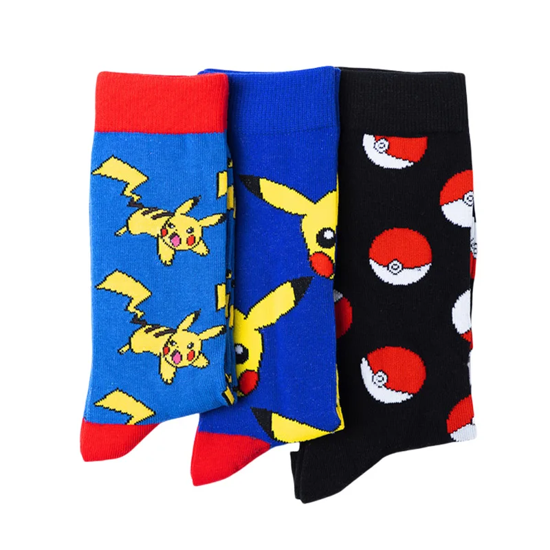 New Men's Fashion Trend Long Socks Cartoon Anime Figure Pikachu Eevee Gengar Unisex Athletic Harajuku Socks Gift
