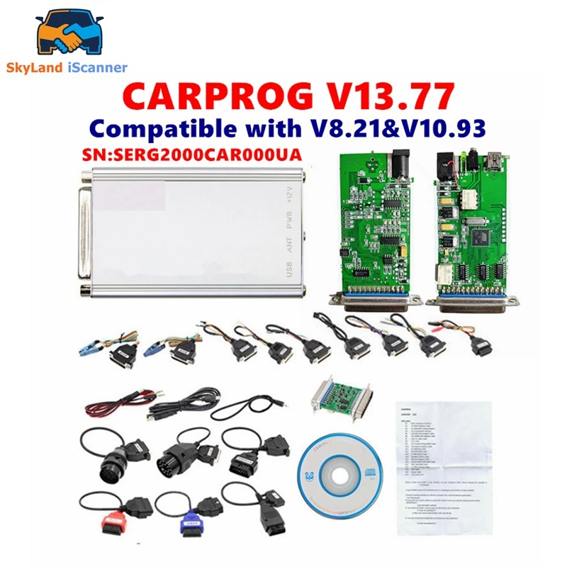 Newest Online Carprog 13.77 Full Adapters with keygen Car Prog  For Airbag/Radio/IMMO ECU Repair Tool