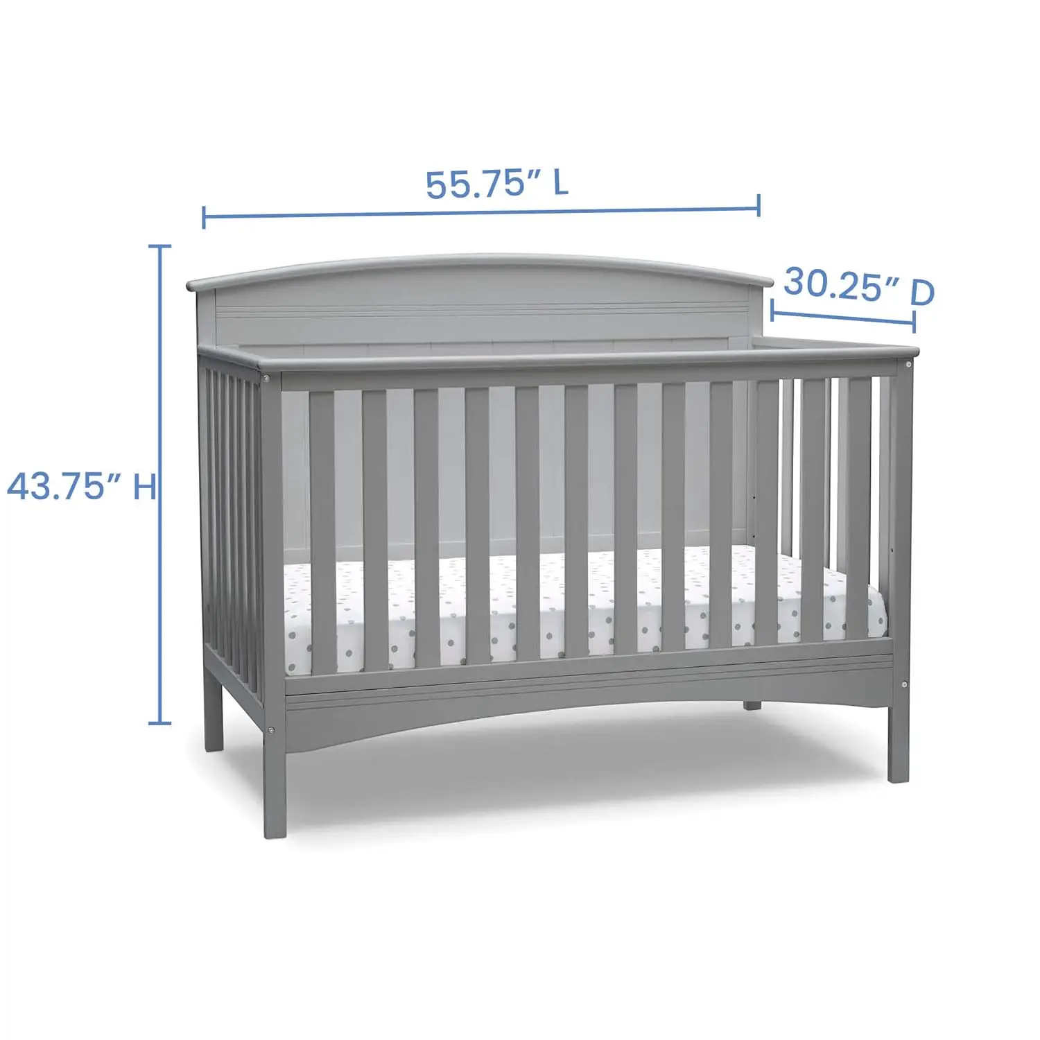 Archer Solid Panel 4-in-1 Convertible Baby Crib - Greenguard Gold Certified, Grey