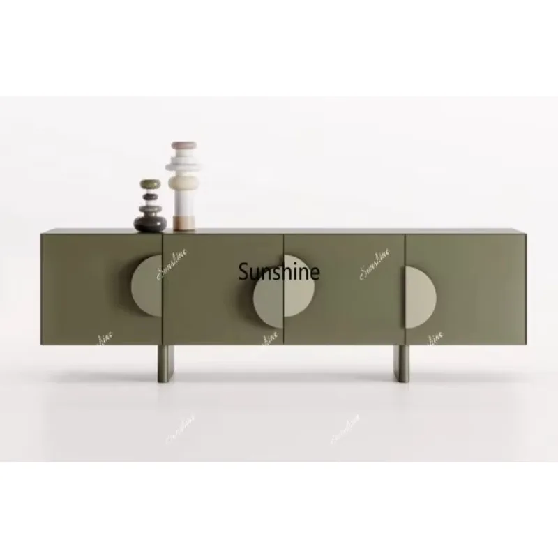 Modern simple living room floor cabinet, painted dark green TV cabinetTJ
