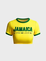 Y2K jersey High Street short sleeved T-shirt for women's 2024 summer new high-quality pattern printed Jamaica fashion T-shirt