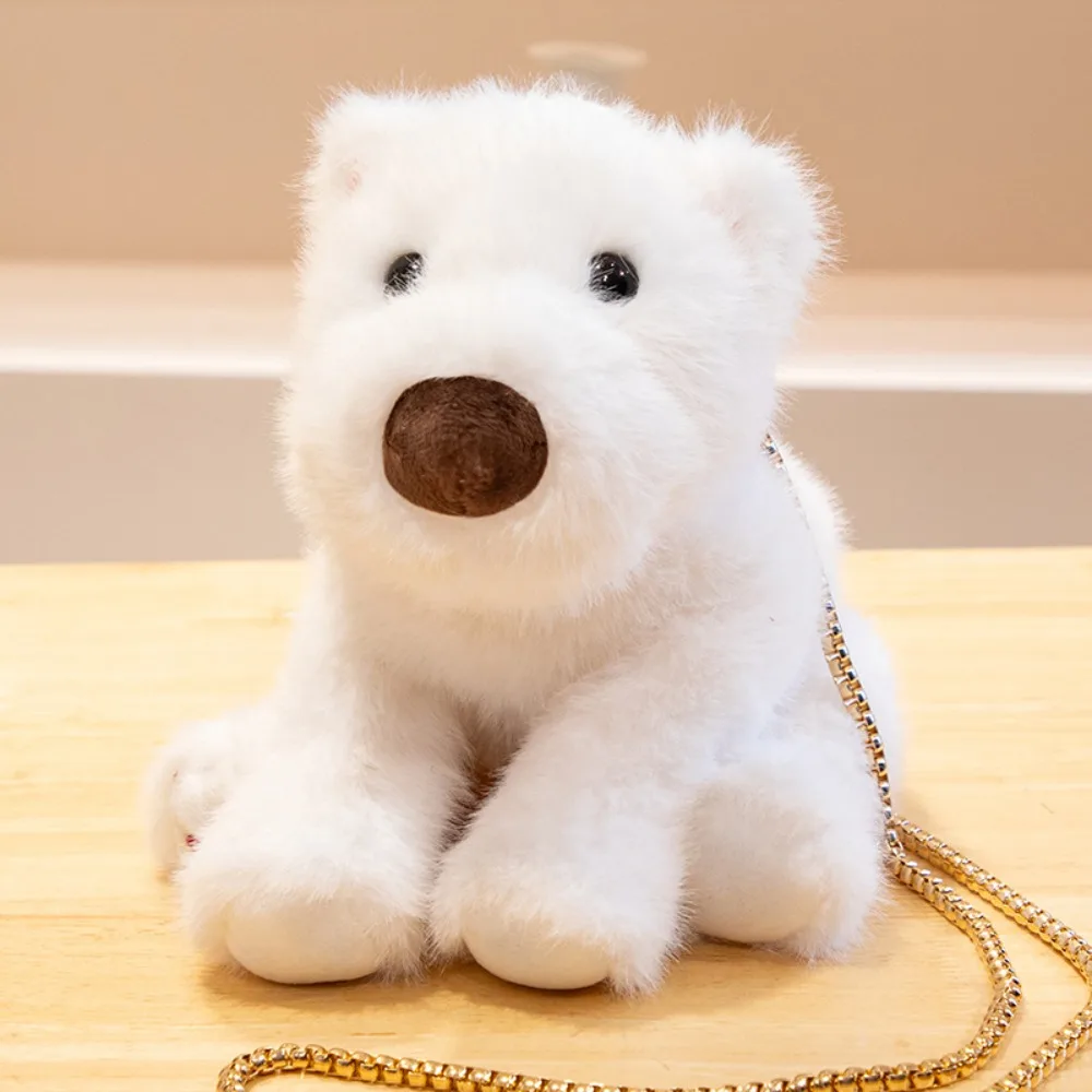 

Lying West Highland Plush Toy Stuffed Animals with Chain Simulation Akita Dog Husky Real Life Stuffed Puppy Doll Kids Girls