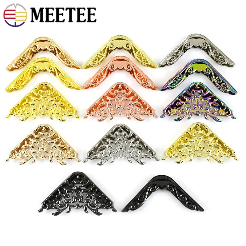 4/10/20Pcs Meetee Metal Bag Corner Protector Clip Buckles Wallet Album Menu Edge Cover Corners Screw Button Hardware Accessories