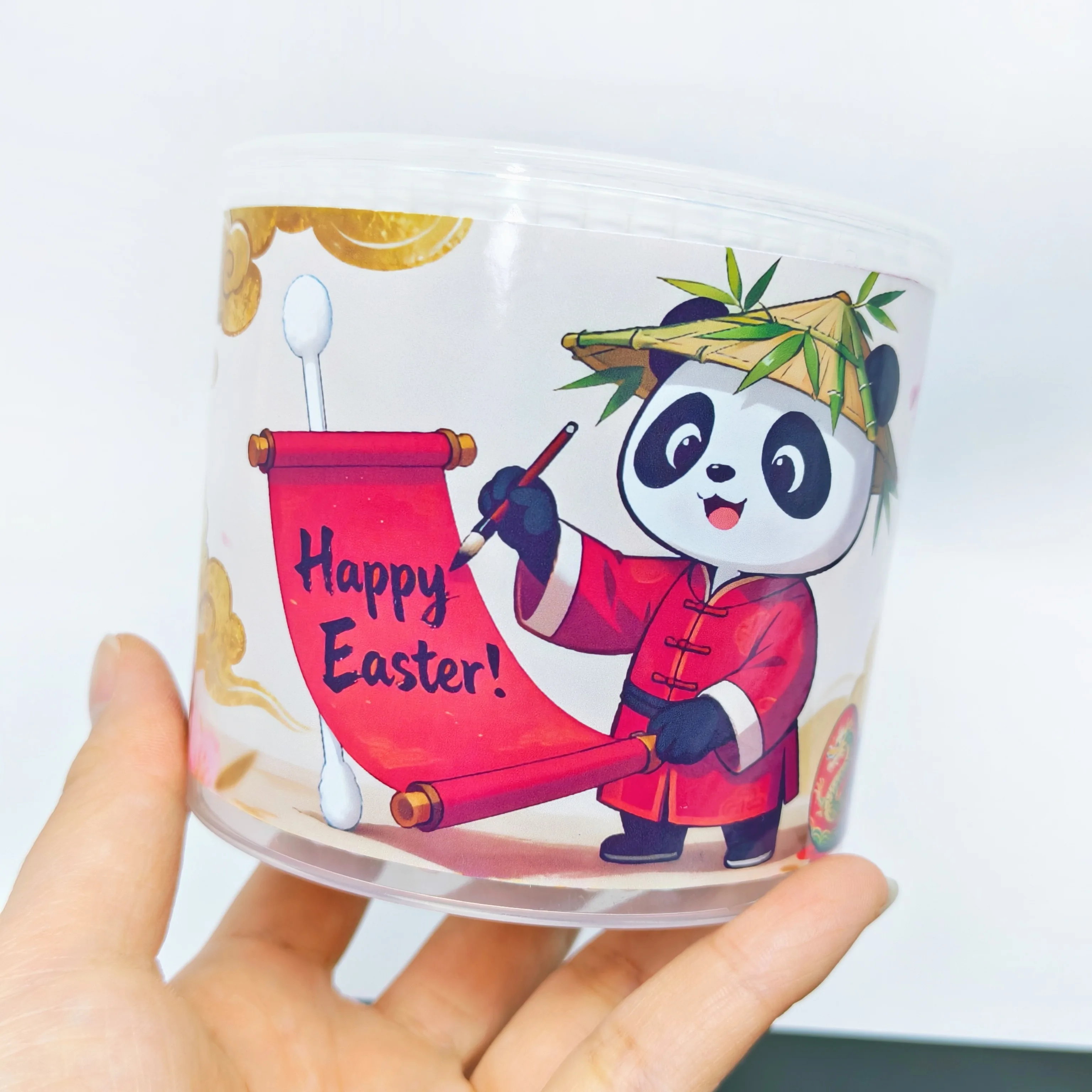 600 قطعة/900 قطعة بيضة عيد الفصح أعواد قطنية إبداعية عصا ، عنصر الباندا دوامة أعواد قطنية مستديرة ، أعواد قطنية هدية العيد