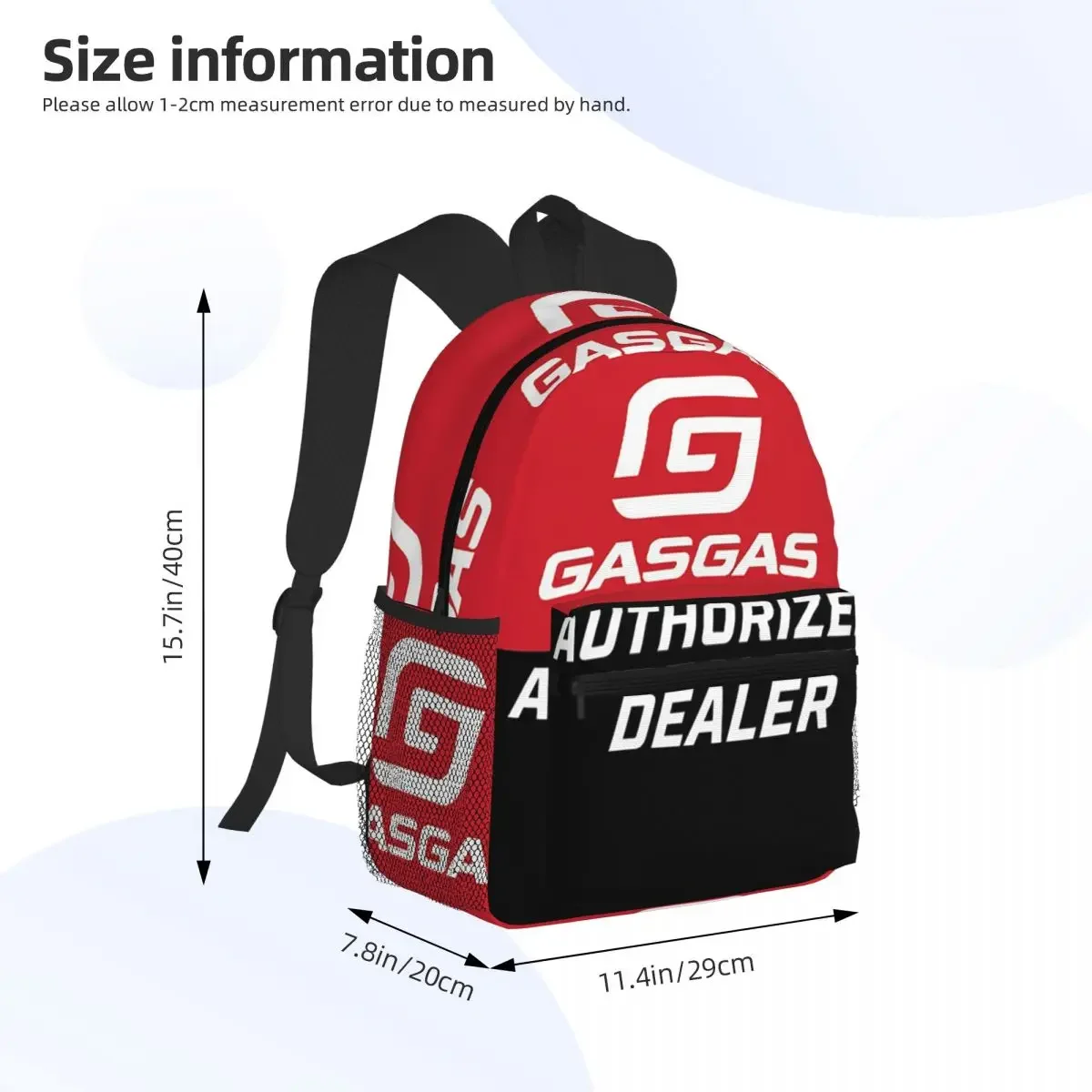GasGas Motorcycle Mountain College Student Backpack School Bag Hiking Travel Daypack for Boys Girls Fashion Bookbag Shoulder Bag