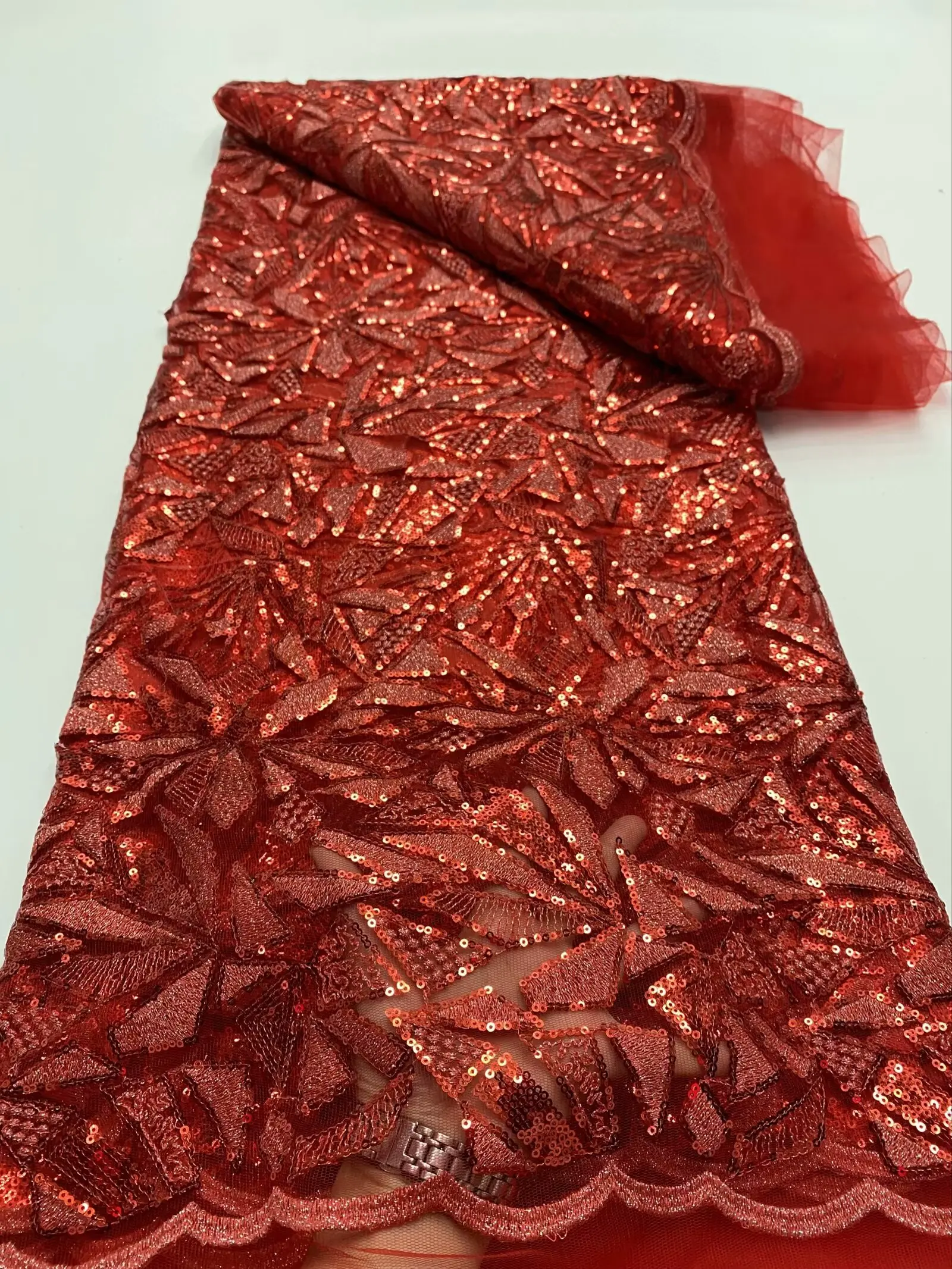 

African Lace Fabric 2025 Fabric High Quality Sequins Lace Fabric African French Tulle Lace For Wedding Dress