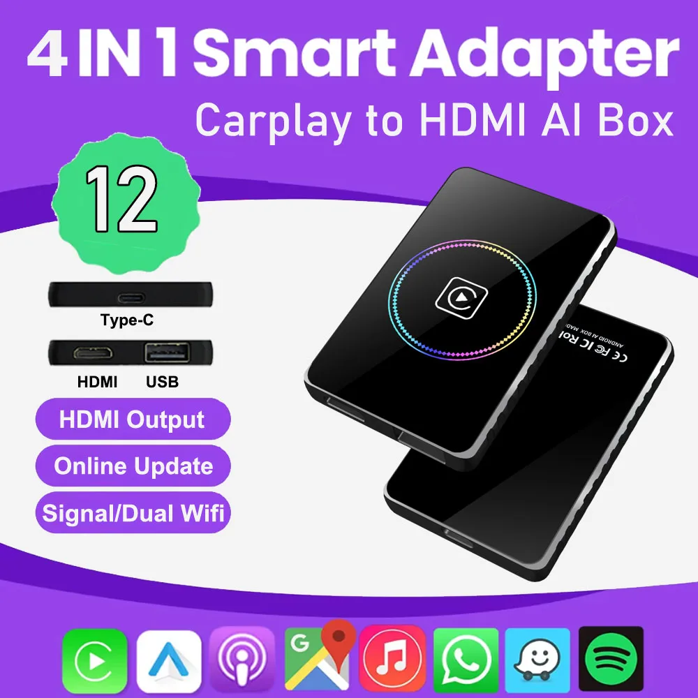 Smart Ai Box Android 12 Wireless Android Auto CarPlay HDMI For Youtube Nexflit Box For Jeep Compass Renegade Wrangler Cherokee