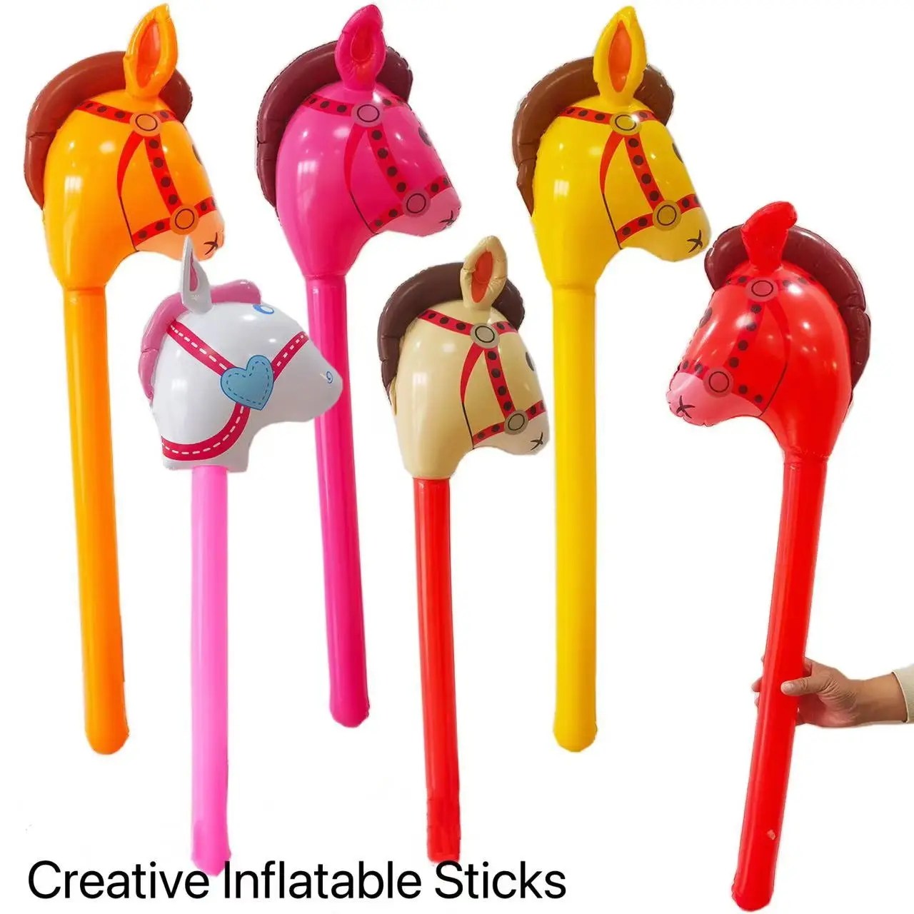 

2025 Novelty Inflatable Horse Head Sticks for Kids Boys Girls Birthday Christmas New Year Party Gifts Home Wedding Decorations