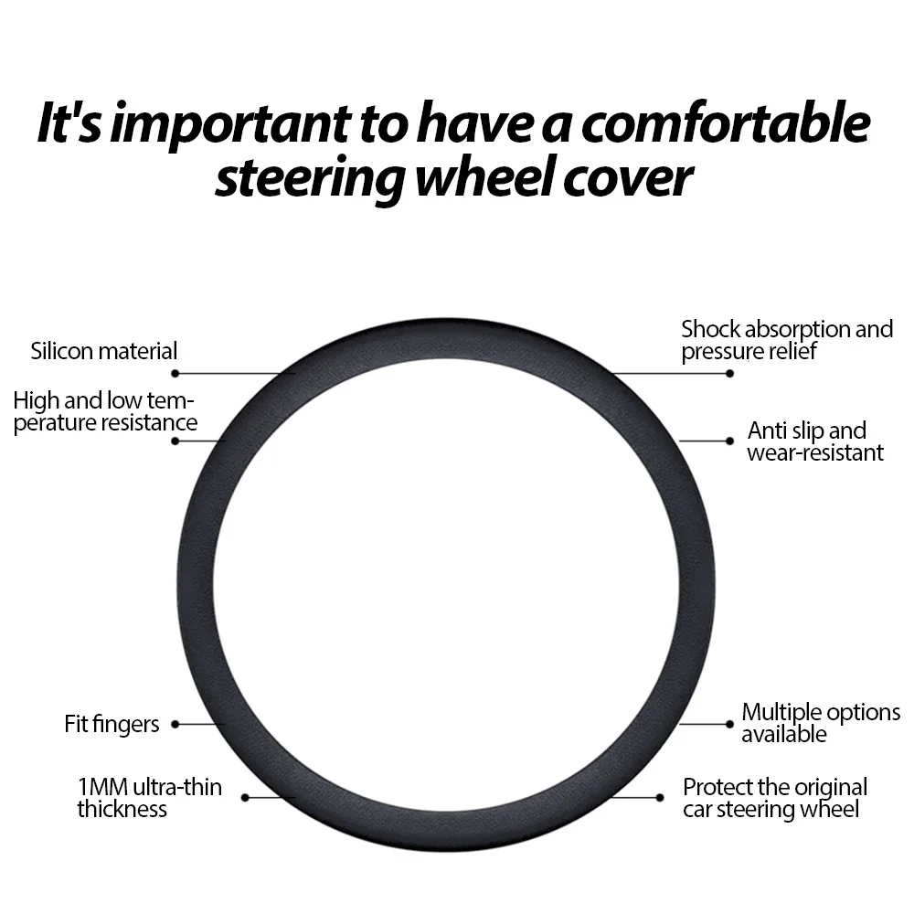 Car Steering Wheel Cover Automoblie Silicone Handle Cover Vehicle Elastic Protetive Steering Wheel Multi Color Interior Cover