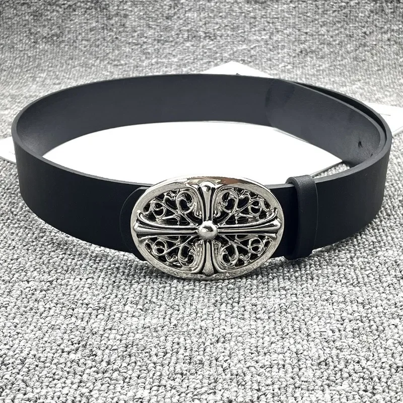 Retro Cross Buckle Embossed Belt Men's Y2k Punk Waistband Men's Belt Nightclub Pants Decorative Belt for Jeans Accessories