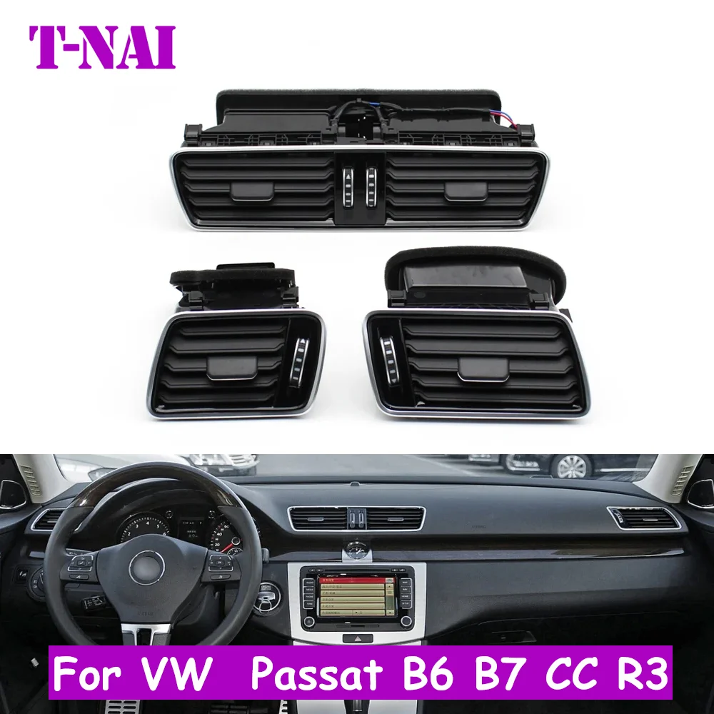 Piano Black Klimatyzacja samochodowa Lewy Prawy Centralny Wylot Wylotu AC Do VW Passat B6 B7 CC R36 3AD 819728 A,3AD 819701 A