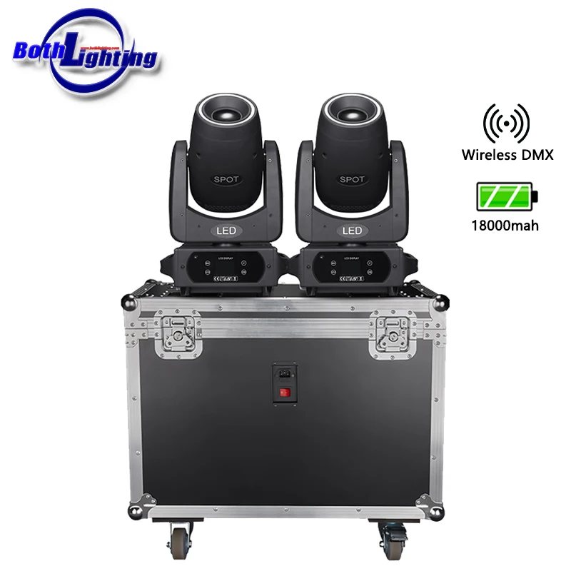 Spots 100w 2pcs Black with case Battery Wireless Moving Head Lights for DJ Wedding Party Club Event Stage Effects