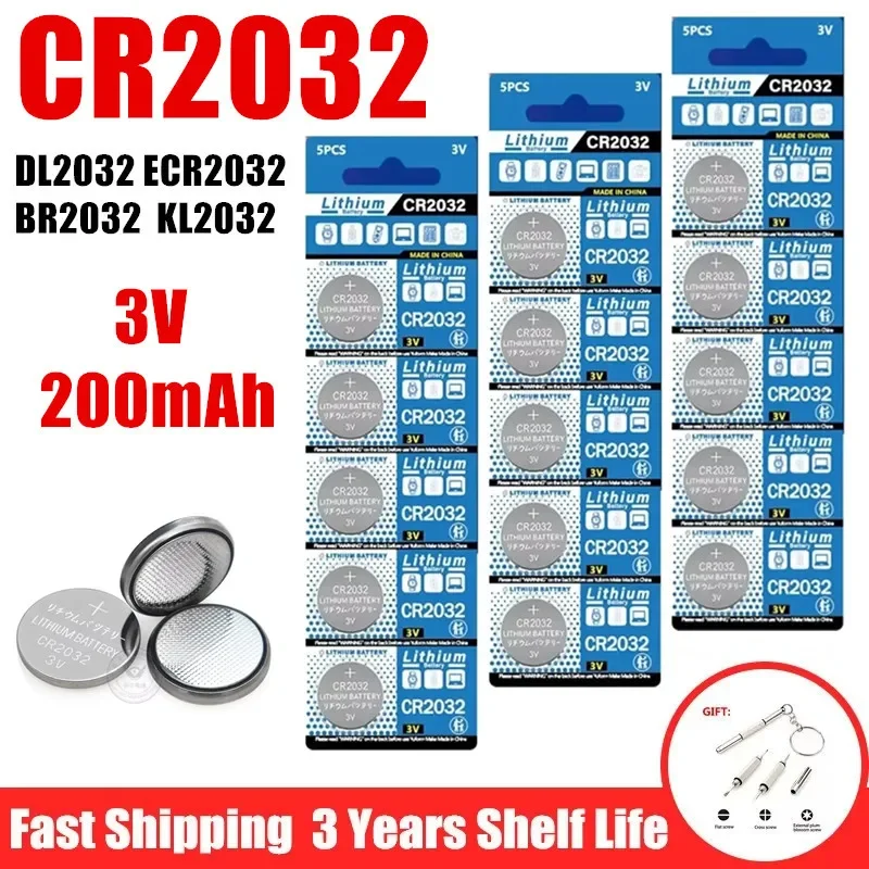 5-50PCS CR2032 pilas 2032 Button Battery 3V Lithium Battery For Watch Toy Calculator Car Remote Control Button Coin Cell 200mah