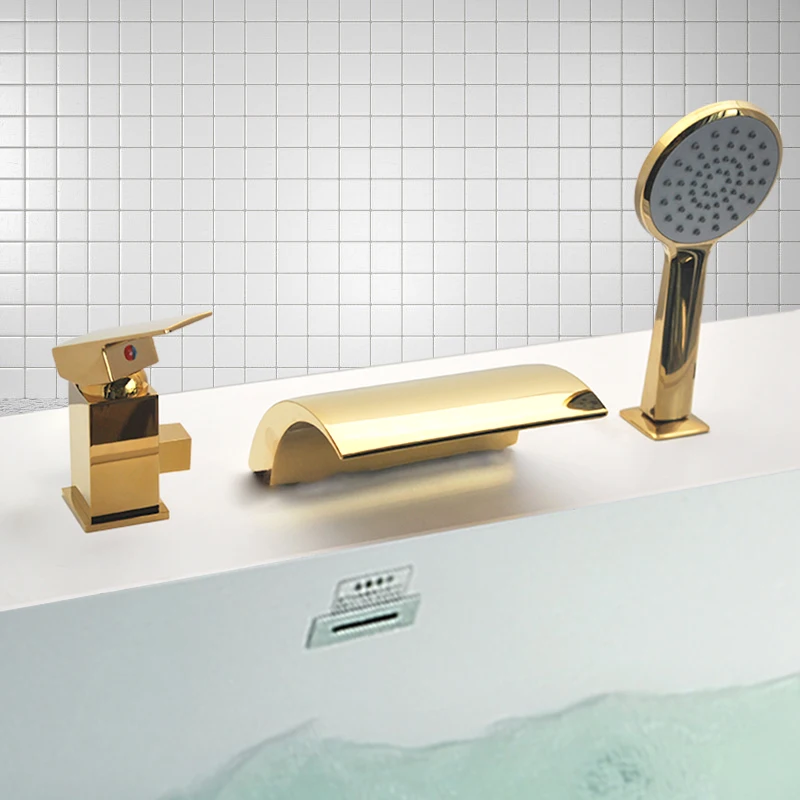 Rubinetto per vasca da bagno 3 pezzi miscelatore per vasca diffuso rubinetto a cascata valvola deviatrice per acqua calda e fredda ottone cromato/nero/oro colori