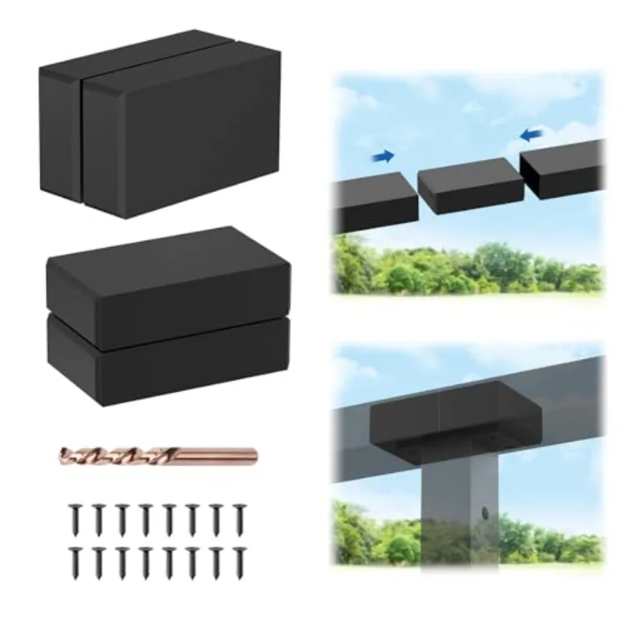 

Flat Handrail Accessories, Pack Handrail, High Strength Material POM Handrail Fitting, Black Stainless Steel Handrail Connector
