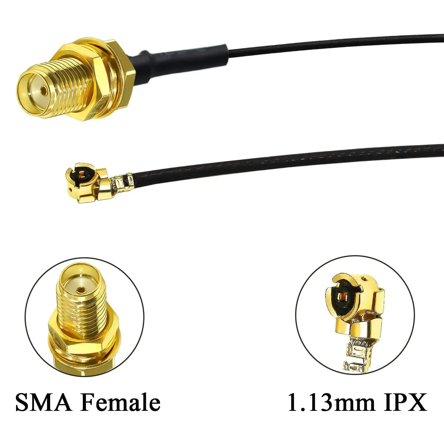 50 peças fábrica personalizada rf1.13 para sma fêmea mhf4 ufl u. fl cabos de extensão coaxial à prova d'água antenas de comunicação verticais pi