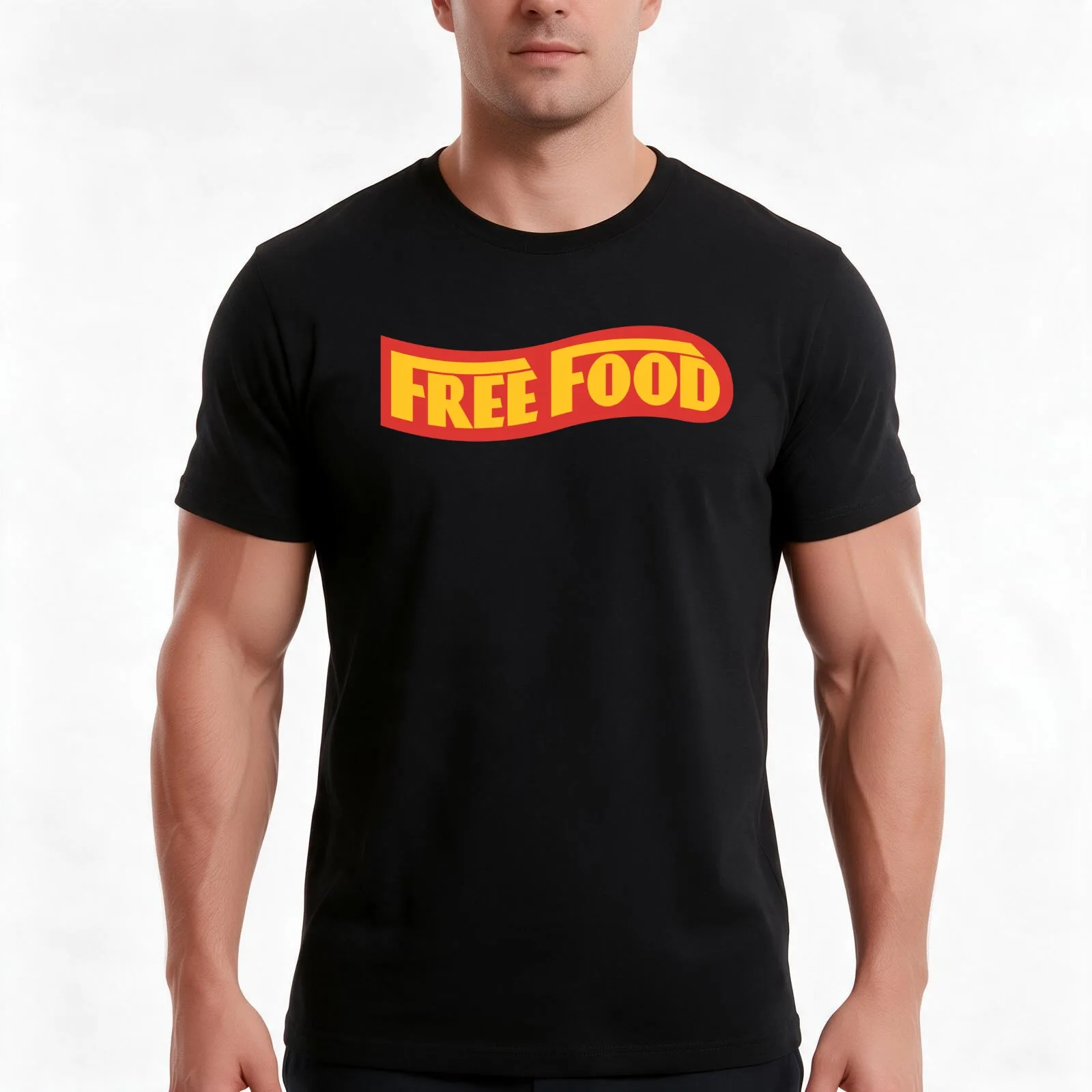 Free Food (general logo) T-Shirt, Summer Casual Cotton Tee, Oversized Streetwear Tops, Vintage Graphic Print, Unisex Men Women