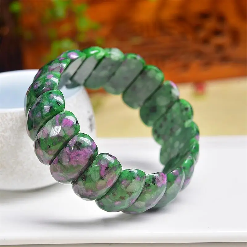 

Natural Ruby In Zoisite Bangle For Women Men Love Gift Crystal Beads Strands Jewelry Gift 1PCS 24x13x8MM