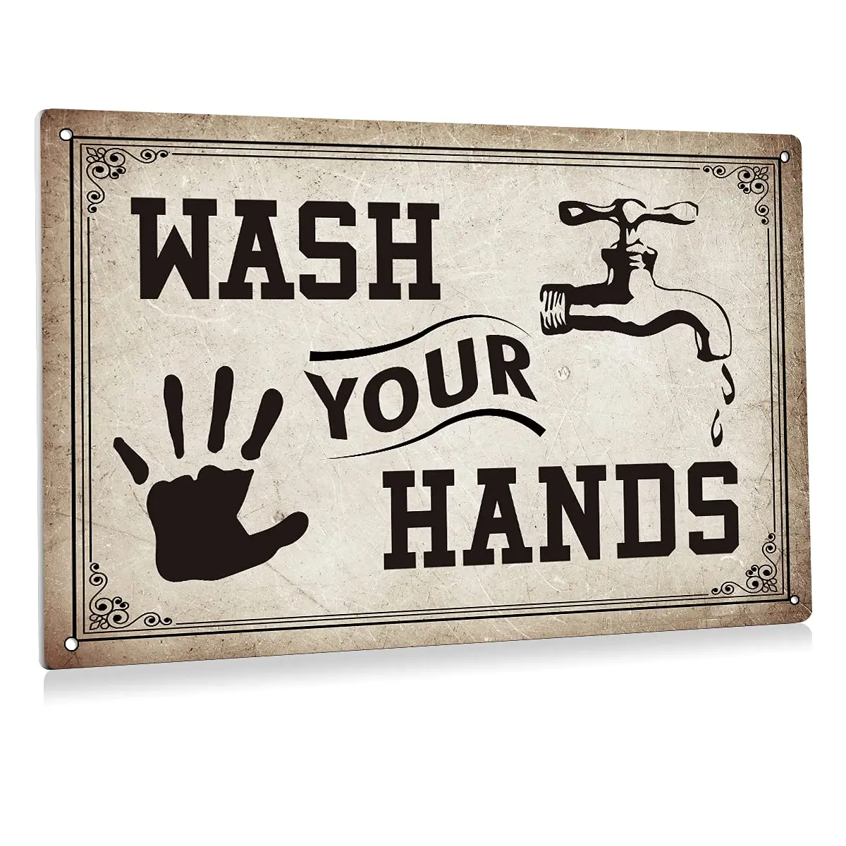 Wash Your Hands Bathroom Metal Tin Sign Wall Art Decor - Retro Bathroom Quote Review Sign for Toilet Restroom Decor Gifts 8x12 I