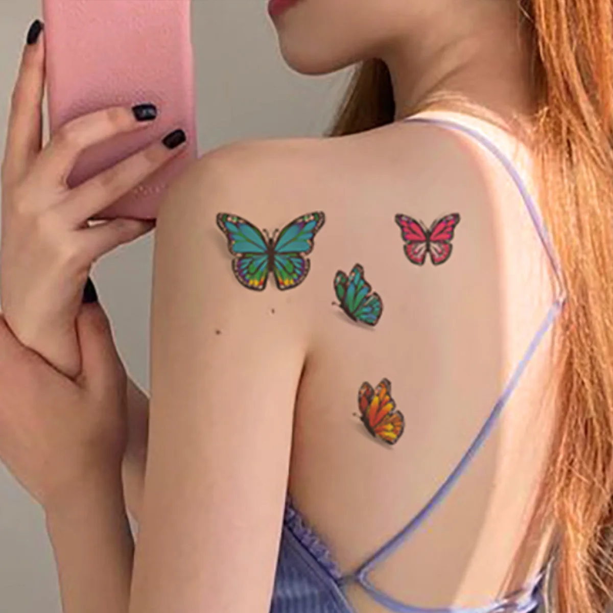 12pcs/set New Waterproof DIY Painted Butterfly Fake Tattoo Sticker Pattern Fake Tattoo Flower Hand Tattoo Women's Party Gift