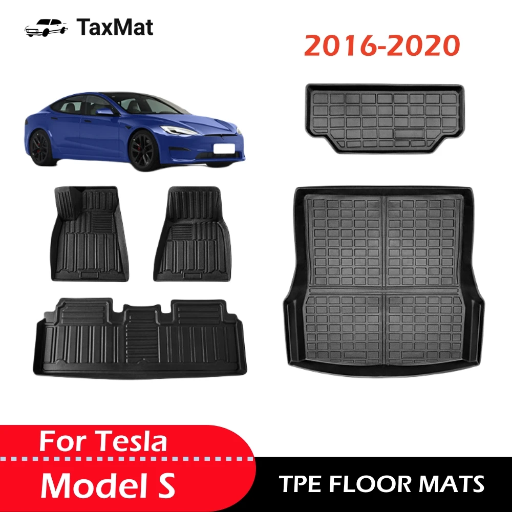 

TPE Floor Mats Compatible for Tesla Model S 2015-2020, Unique Black All Weather Protection Guard Floor Liners