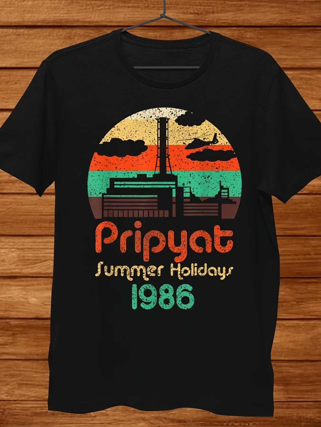 Camiseta Retro Pripyat Chernobyl para hombre y mujer, camiseta de manga corta con cuello redondo y estampado de verano 1986, camiseta Retro con estampado de desastre nuclear