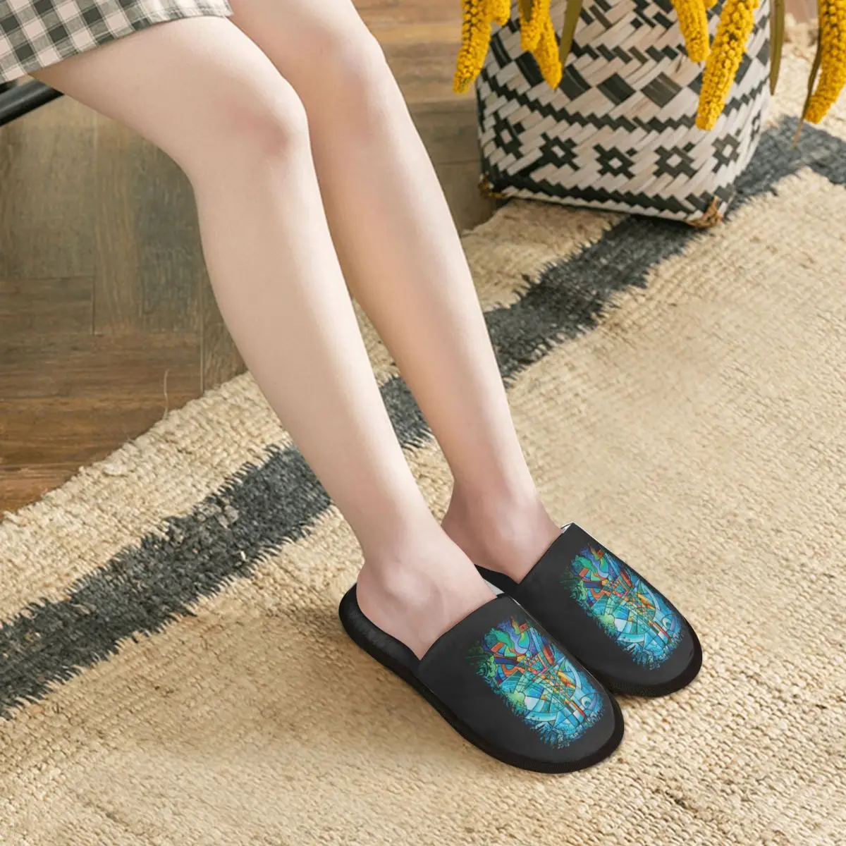 Custom Print Vrouwen Parijs Artistiek Huis Slippers Gezellig Warm Traagschuim Pluizige Slipper Indoor Outdoor Schoenen