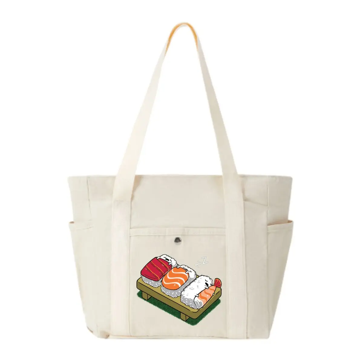 

Sleepy Sushi Characters Art Graphic Casual Canvas Tote Women's Basic Vintage Work Commute Bag