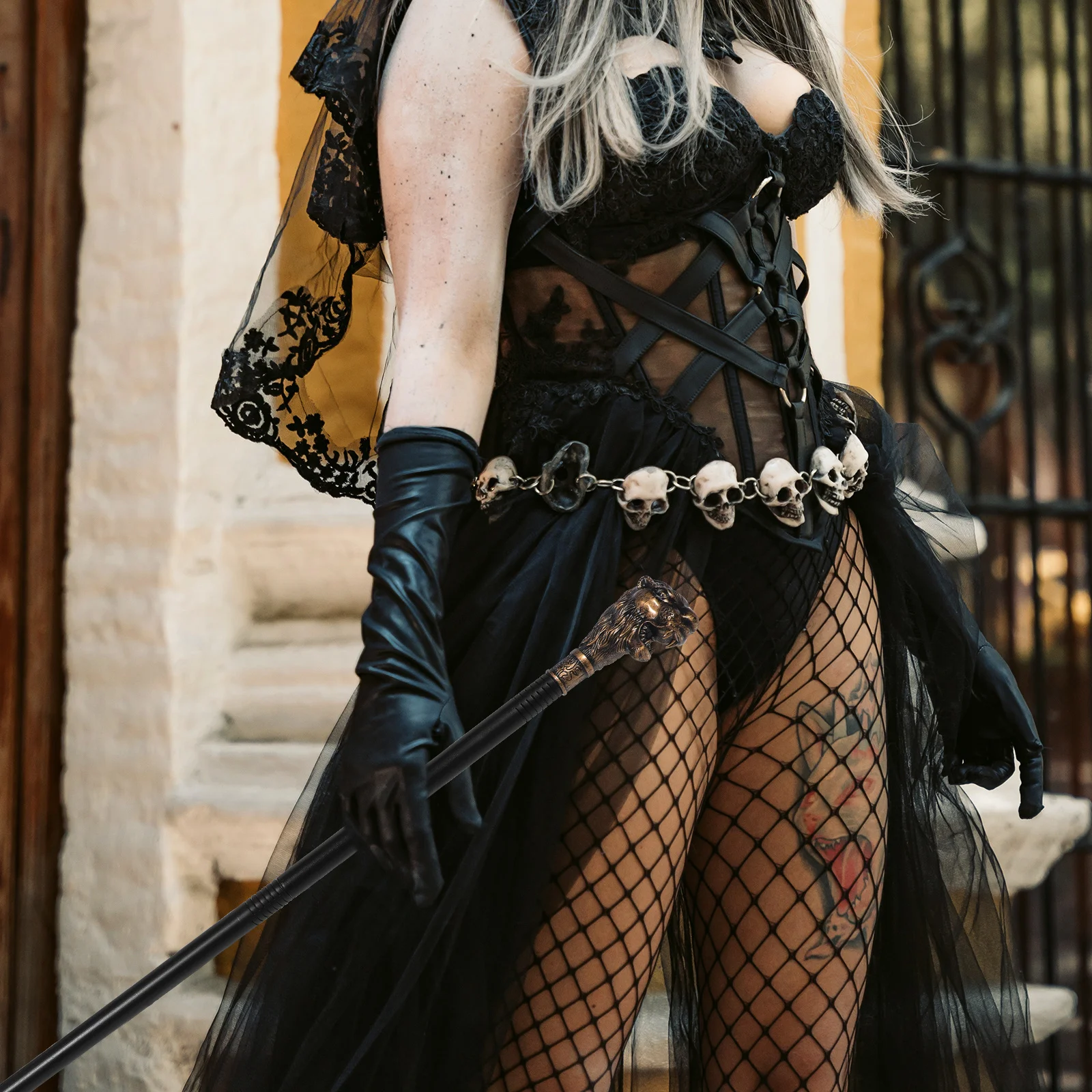 装飾的なライオンヘッド杖 ハロウィン コスプレ 杖小道具 パーティー カーニバル フェスティバル用 ユニークなデザイン 細かい質感 持ちやすい