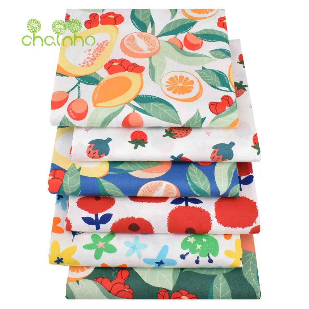 Chainho,Printed Twill Weave Cotton Fabric,Patchwork Cloth,DIY Sewing Quilting Material,Handmade Textile,Big Size,CC371-375