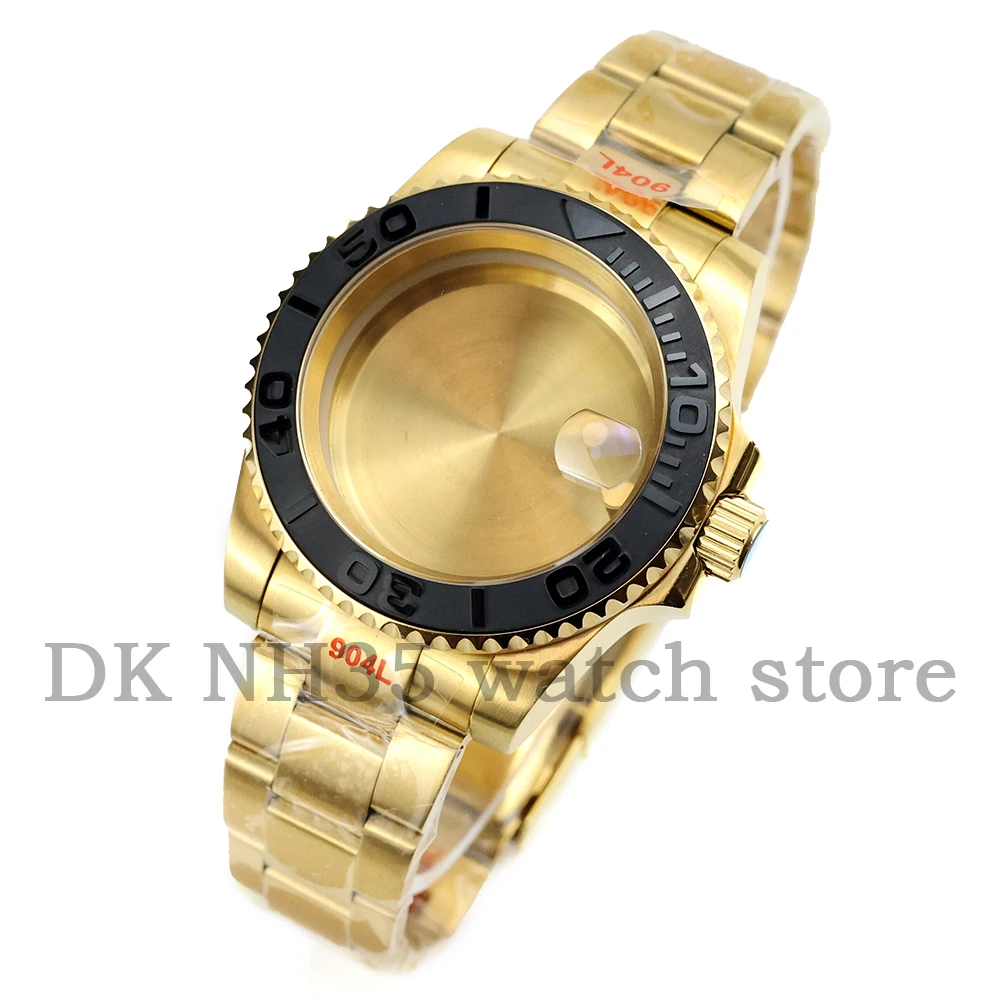 

Gold PVD 40mm NH35 Watch Case 316L Stainless Steel Oyster Bracelet Fit SUB GMT NH34 NH35 NH36 28.5mm Dial Waterproof Watch Case