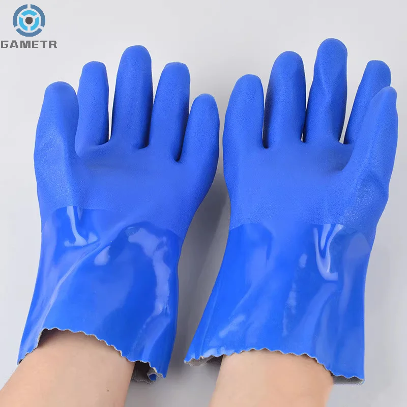 Guantes de goma industriales de PVC, antideslizantes, gruesos, anticorrosión, resistentes al desgaste, resistentes al agua, protección laboral