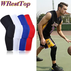 1Pair Compression Knee Pads Crashproof Leg Sleeve Kneepad Honeycomb Bumper Brace for Running Basketball Volleyball Weightlifting