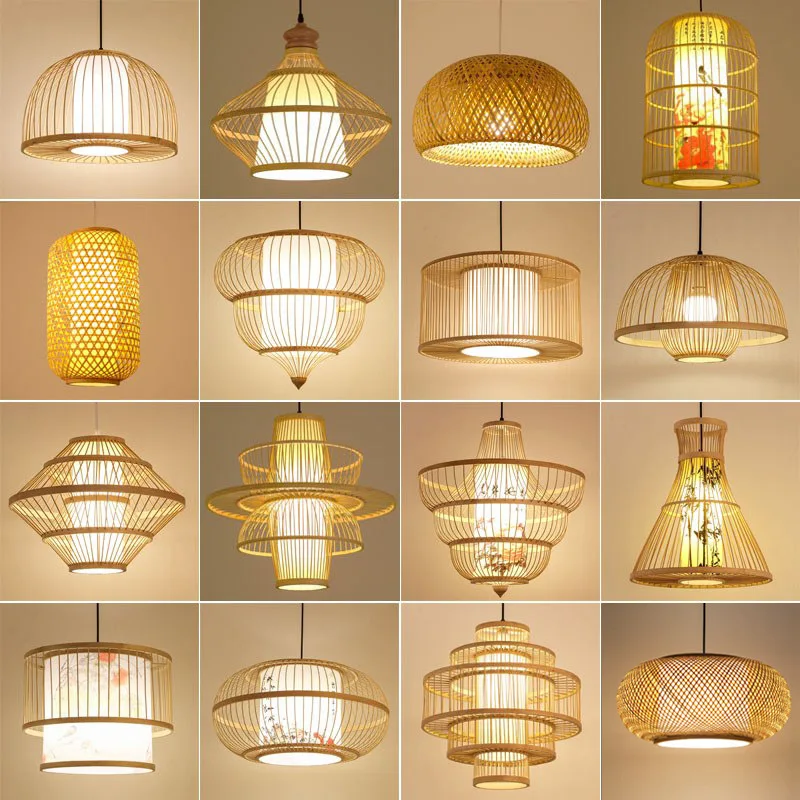 

New Chinese style bamboo woven pendant light, bamboo art, Japanese retro restaurant, tea room, homestay, Zen style pendant light