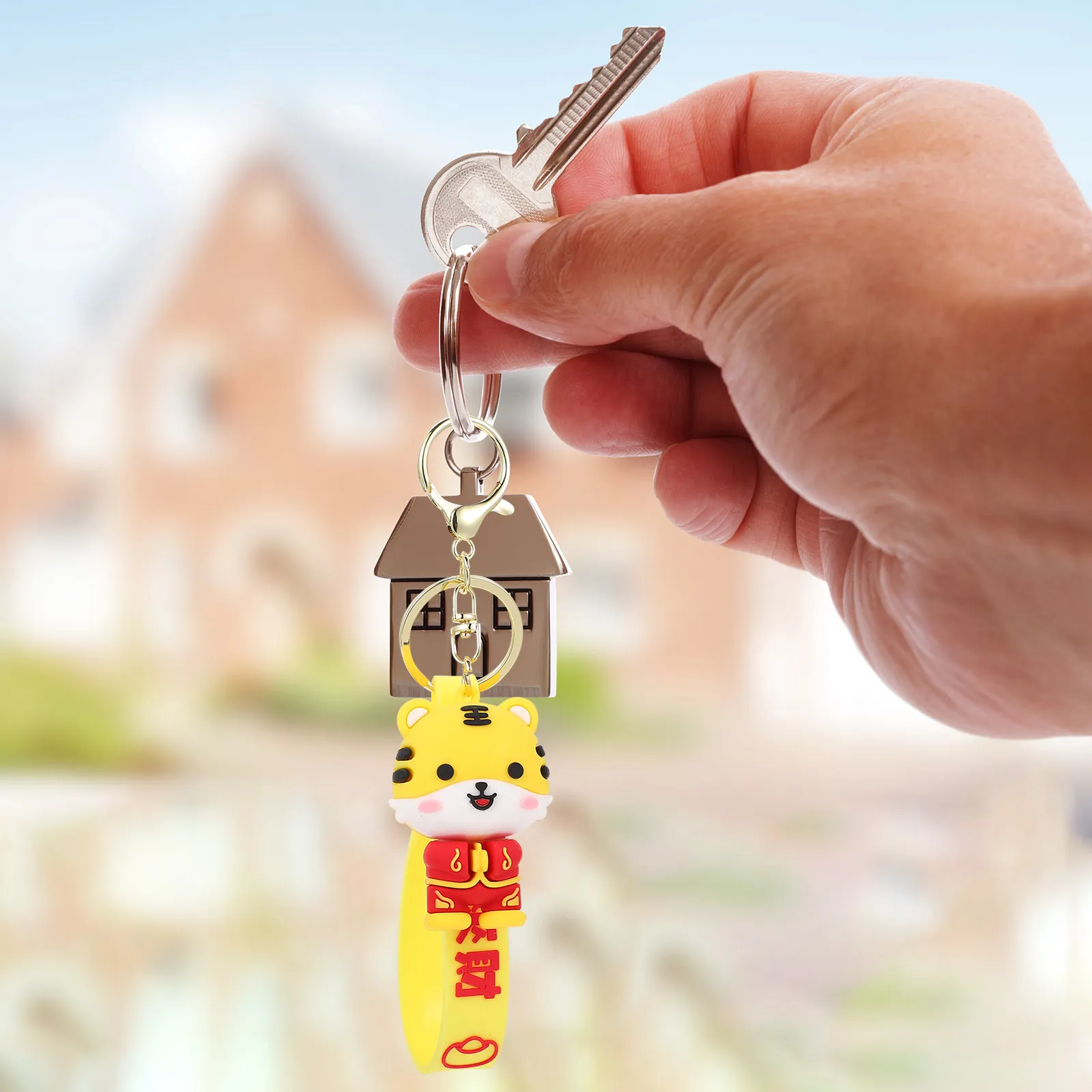 

Tiger Keychain Pendant Lovely Cartoon Bag Hanging Decoration for Kids New Year Gift Key Ring Tiger Keychain Pendant