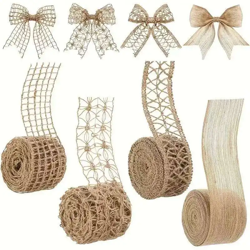 

Natural Burlap Gift Ribbon Hemp String Lace Roll Crafts Ribbon Twine Rope for Wedding Christmas Decoration DIY Handmade Crafts