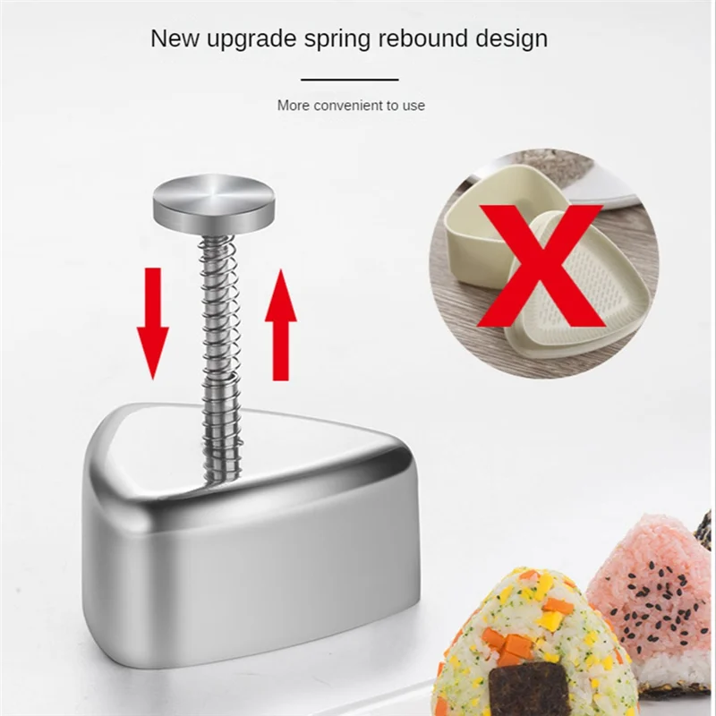 ABXF-1 Pieces Onigiri Mold Stainless Steel Rice Ball Mold Sushi Maker Classic Triangle Musubi Mold For Kids Lunch Bento And Home
