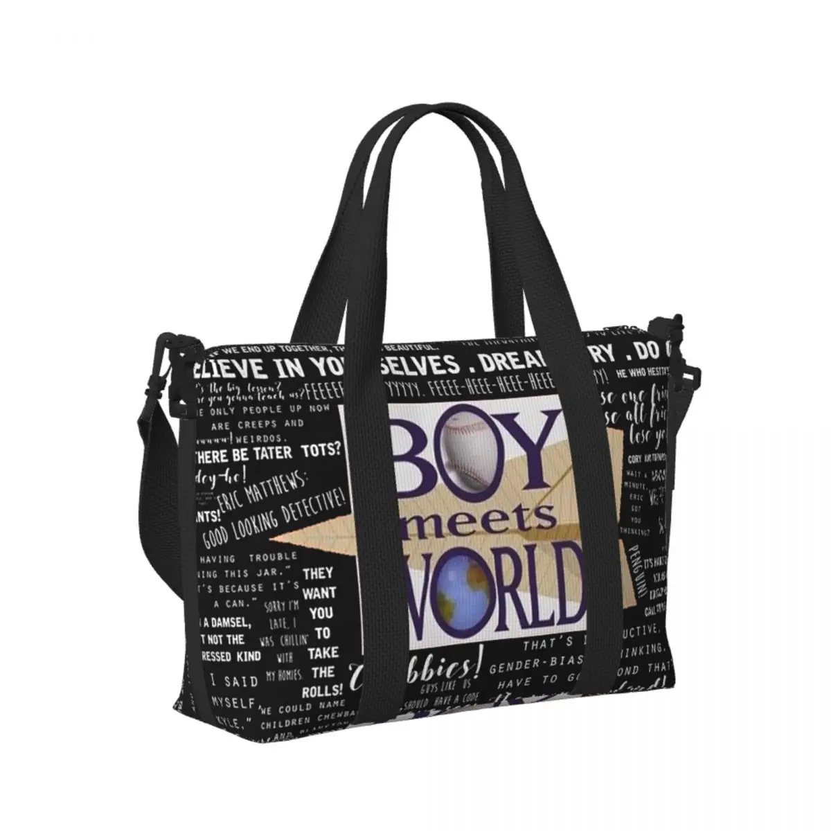 

Boy Meets World Memorable Quotes Beach Travel Bag Large Capacity Tote Bags for Gym Sport Women Shopping Duffle Shoulder Bag